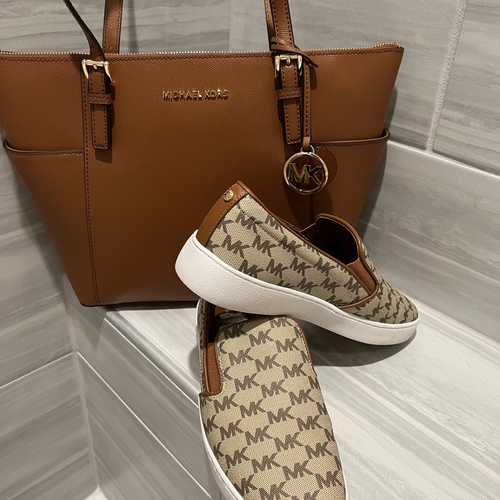 Like New: Women’s MK Slip On Shoes & Shoulder Purse-USED ONE TIME
